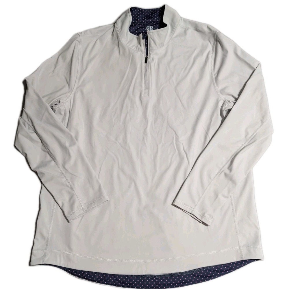Graham Luxe Trey 1/4 Zip Pullover Mens L White Stretch Golf Performance Shirt